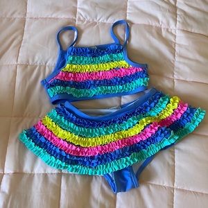 Flapdoodles 2 Piece Girls Ruffle Swimsuit